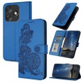 For Tecno Spark 10C Datura Flower Embossed Flip Leather Phone Case(Blue)
