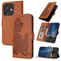 For Tecno Spark 10C Datura Flower Embossed Flip Leather Phone Case(Brown)