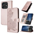 For Tecno Spark 10 4G Datura Flower Embossed Flip Leather Phone Case(Rose Gold)