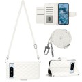 For Google Pixel 8 Pro Rhombic Texture Flip Leather Phone Case with Long Lanyard(White)