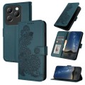 For Infinix Hot 40 Datura Flower Embossed Flip Leather Phone Case(Dark Green)