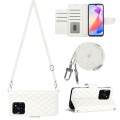 For Honor X6a Rhombic Texture Flip Leather Phone Case with Long Lanyard(White)