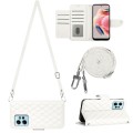 For Xiaomi Redmi Note 12 4G Global Rhombic Texture Flip Leather Phone Case with Long Lanyard(White)