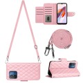 For Xiaomi Redmi 12C / 11A / Poco C55 Rhombic Texture Flip Leather Phone Case with Long Lanyard(Pink