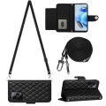 For Xiaomi Redmi Note 12 Pro+ 5G Global Rhombic Texture Flip Leather Phone Case with Long Lanyard(Bl