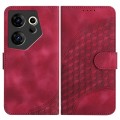 For Tecno Camon 20 Premier YX0060 Elephant Head Embossed Phone Leather Case with Lanyard(Rose Red)