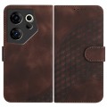For Tecno Camon 20 Premier YX0060 Elephant Head Embossed Phone Leather Case with Lanyard(Coffee)