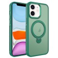 For iPhone 11 MagSafe Magnetic Holder Breathable Phone Case(Green)
