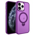 For iPhone 11 Pro MagSafe Magnetic Holder Breathable Phone Case(Purple)
