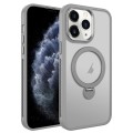 For iPhone 11 Pro MagSafe Magnetic Holder Breathable Phone Case(Grey)