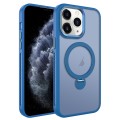 For iPhone 11 Pro Max MagSafe Magnetic Holder Breathable Phone Case(Blue)