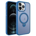 For iPhone 12 Pro MagSafe Magnetic Holder Breathable Phone Case(Blue)