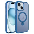 For iPhone 15 Plus MagSafe Magnetic Holder Breathable Phone Case(Blue)
