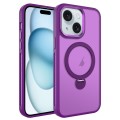 For iPhone 15 Plus MagSafe Magnetic Holder Breathable Phone Case(Purple)
