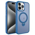 For iPhone 15 Pro MagSafe Magnetic Holder Breathable Phone Case(Blue)