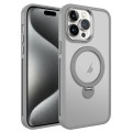 For iPhone 15 Pro MagSafe Magnetic Holder Breathable Phone Case(Grey)