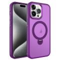 For iPhone 15 Pro Max MagSafe Magnetic Holder Breathable Phone Case(Purple)
