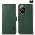 For Realme C67 4G KHAZNEH Side-Magnetic Litchi Genuine Leather RFID Phone Case(Green)
