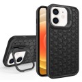 For iPhone 12 Honeycomb Radiating Lens Holder Magsafe Phone Case(Black)