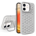For iPhone 12 Honeycomb Radiating Lens Holder Magsafe Phone Case(Grey)