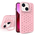 For iPhone 13 Honeycomb Radiating Lens Holder Magsafe Phone Case(Pink)