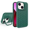 For iPhone 13 Honeycomb Radiating Lens Holder Magsafe Phone Case(Green)
