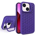 For iPhone 13 Honeycomb Radiating Lens Holder Magsafe Phone Case(Purple)
