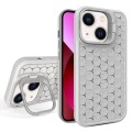 For iPhone 13 Honeycomb Radiating Lens Holder Magsafe Phone Case(Grey)