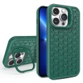 For iPhone 13 Pro Honeycomb Radiating Lens Holder Magsafe Phone Case(Green)