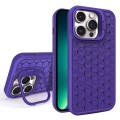For iPhone 13 Pro Max Honeycomb Radiating Lens Holder Magsafe Phone Case(Purple)
