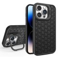For iPhone 14 Pro Max Honeycomb Radiating Lens Holder Magsafe Phone Case(Black)