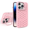 For iPhone 14 Pro Max Honeycomb Radiating Lens Holder Magsafe Phone Case(Pink)
