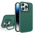 For iPhone 14 Pro Max Honeycomb Radiating Lens Holder Magsafe Phone Case(Green)