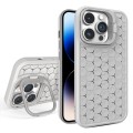 For iPhone 14 Pro Max Honeycomb Radiating Lens Holder Magsafe Phone Case(Grey)