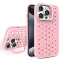 For iPhone 15 Pro Honeycomb Radiating Lens Holder Magsafe Phone Case(Pink)