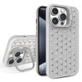 For iPhone 15 Pro Honeycomb Radiating Lens Holder Magsafe Phone Case(Grey)