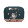 For AirPods Pro 2 Panda Records Pattern Earbuds Box Frosted TPU Case(Black)