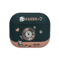 For AirPods Pro Panda Records Pattern Earbuds Box Frosted TPU Case(Black)