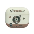 For AirPods Pro Panda Records Pattern Earbuds Box Frosted TPU Case(White)