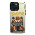 For iPhone 13 Electroplated Lens Ring Cartoon Animal Phone Case(Tiger)