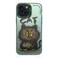 For iPhone 13 Electroplated Lens Ring Cartoon Animal Phone Case(Cat)