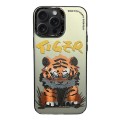 For iPhone 14 Pro Electroplated Lens Ring Cartoon Animal Phone Case(Tiger)
