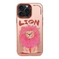 For iPhone 15 Pro Electroplated Lens Ring Cartoon Animal Phone Case(Lion)
