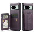 For Google Pixel 8a Fierre Shann Oil Wax Cow Leather Card Holder Back Phone Case(Purple)