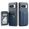 For Google Pixel 8 Pro Fierre Shann Oil Wax Cow Leather Card Holder Back Phone Case(Blue)