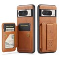 For Google Pixel 8 Pro Fierre Shann Oil Wax Cow Leather Card Holder Back Phone Case(Brown)