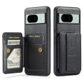 For Google Pixel 8 Fierre Shann Oil Wax Cow Leather Card Holder Back Phone Case(Black)
