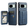 For Google Pixel 8 Fierre Shann Oil Wax Cow Leather Card Holder Back Phone Case(Blue)