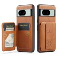 For Google Pixel 8 Fierre Shann Oil Wax Cow Leather Card Holder Back Phone Case(Brown)