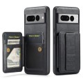 For Google Pixel 7 Pro Fierre Shann Oil Wax Cow Leather Card Holder Back Phone Case(Black)